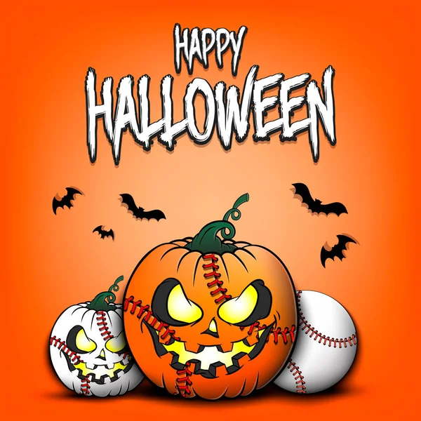 Happy Halloween. Baseball ball Pumpkin — Stock Vector