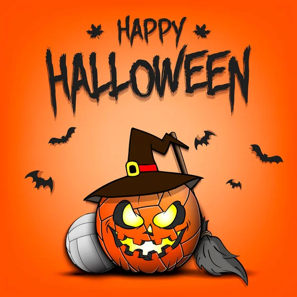 Feliz Halloween. Voleibol Calabaza — Vector de stock