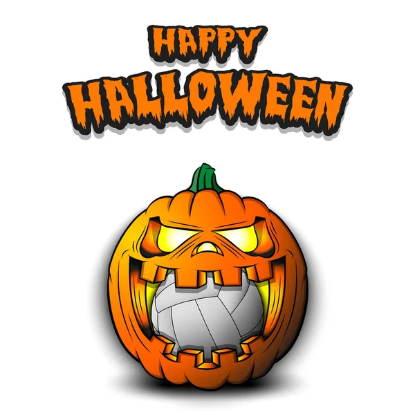 Feliz Halloween. Balón de voleibol dentro de la calabaza — Vector de stock