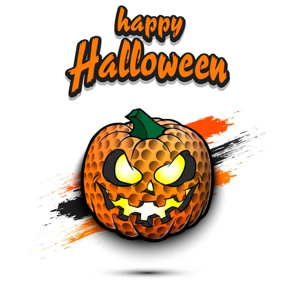 Happy Halloween. Golf ball Pumpkin — Stock Vector