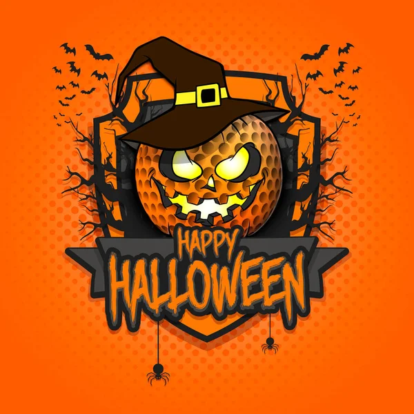 Boldog Halloweent! Golflabda tökfej — Stock Vector