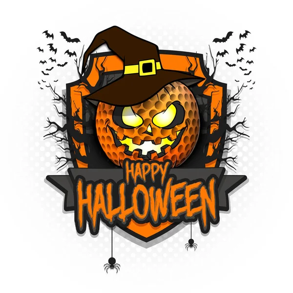 Boldog Halloweent! Golflabda tökfej — Stock Vector