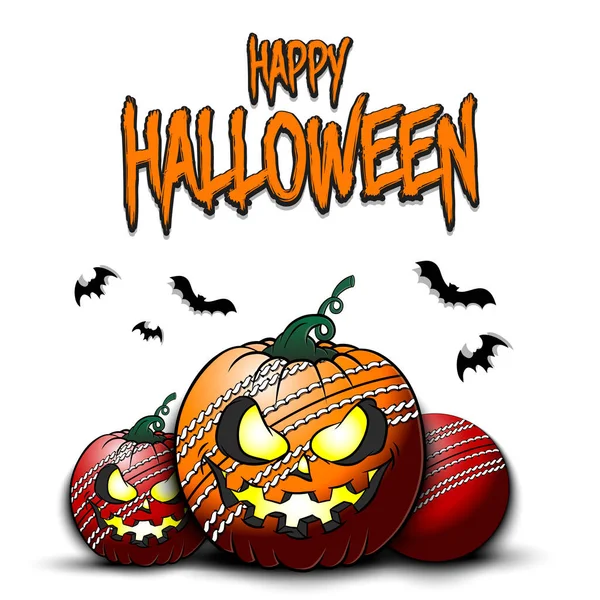 Joyeux Halloween. Cricket ball Citrouille — Image vectorielle