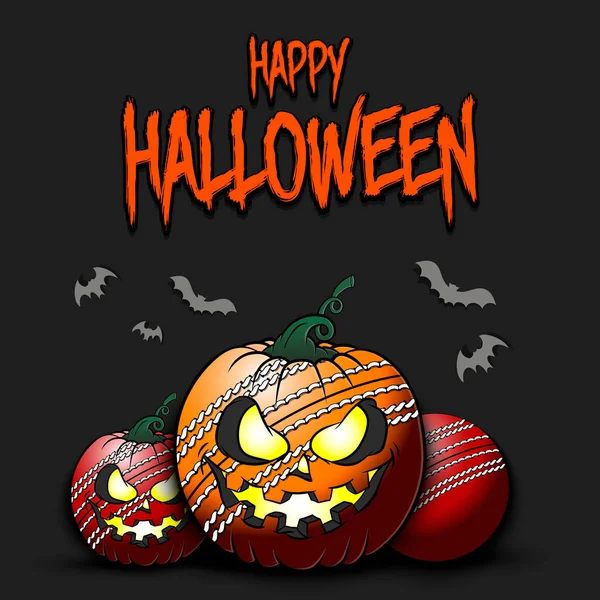 Joyeux Halloween. Cricket ball Citrouille — Image vectorielle