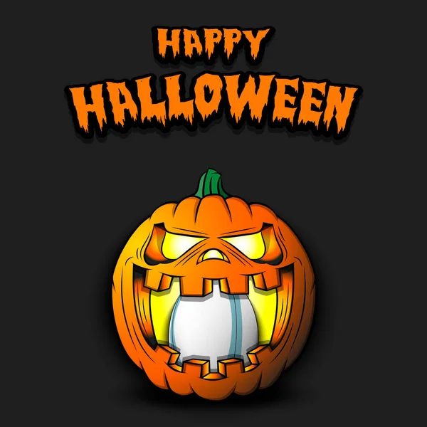 Fijne Halloween. Rugby bal in pompoen — Stockvector