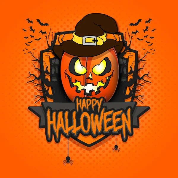 Fijne Halloween. Rugby bal pompoen — Stockvector