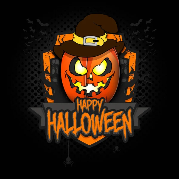 Fijne Halloween. Rugby bal pompoen — Stockvector