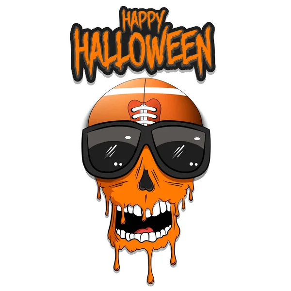 Joyeux Halloween. Ballon de football avec crâne — Image vectorielle
