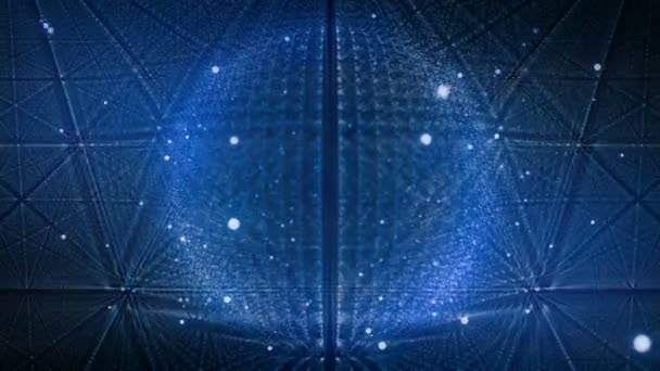 Esfera de movimiento abstracto de partículas brillantes. matriz de puntos de animación o bola de energía digital. renderizado 3d — Vídeos de Stock