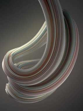 Renkli soyut bükülmüş şekil. Bilgisayar geometrik şekil oluşturulan. 3D render