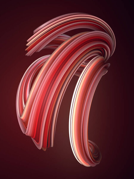 Colored abstract twisted shape. Computer generated geometric illustration. 3D rendering