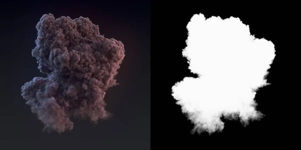 Dangerous Dramatic Cloud Rendering Dark Smoke Explosion Alpha Channel — Stock Photo, Image