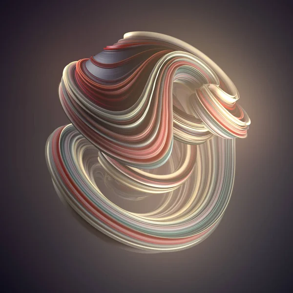 Röda Och Blå Färgade Abstrakt Twisted Form Datorgenererade Geometriska Illustration — Stockfoto