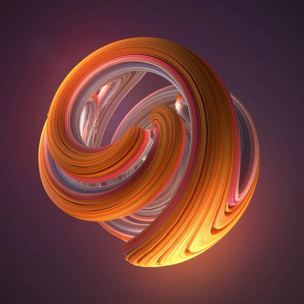 Orange Abstract Twisted Shape Computer Generated Geometric Illustration Rendering — Stock Photo, Image