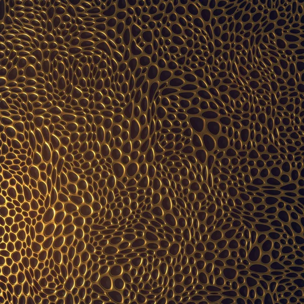 Αφηρημένη Voronoi Σκούρο Μοτίβο Φόντο Χρυσό Περιοχές Rendering — Φωτογραφία Αρχείου