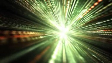 Bilgisayar dijital yeşil ışık çizgileri oluşturulan. 3D render hareketli arka plan animasyon soyut. 4k, Ultra Hd kararlılık.