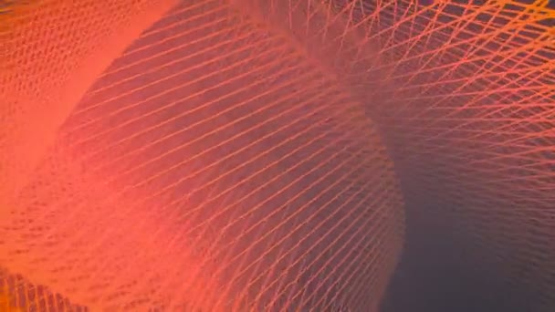 Abstrakta orange bakgrund med animering av vinka och vibrerande nätverk yta. 3D-rendering. 4k Uhd — Stockvideo