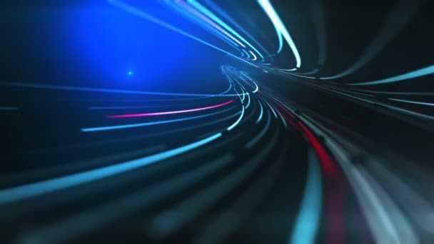 Computer erzeugte digitale blaue Lichtstreifen. abstrakte 3D-Darstellung von Bewegungshintergrund. 4k, ultra hd Auflösung. — Stockvideo