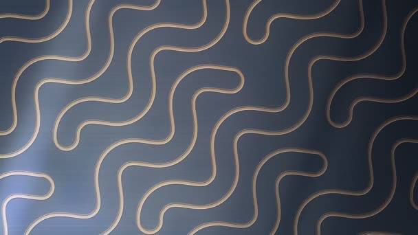 Rendu 3d abstrait. Modèle de lignes ondulées d'or sur une surface métallique. Animation produite par ordinateur. 4k UHD — Video