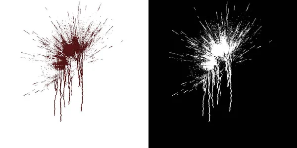 Computersimulatie Van Spatten Bloed Stroomt Een Witte Muur Digitale Afbeelding — Stockfoto
