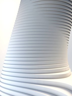 Beyaz şerit mimari fütüristik desen arka plan. 3D render illüstrasyon