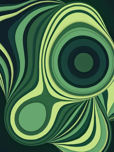 Groen Gekleurde Abstracte Gesneden Vorm Computer Gegenereerde Geometrische Illustratie Rendering — Stockfoto