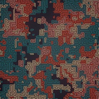 Soyut renkli kamuflaj deseni. Fütüristik kompozisyon üç boyutlu şekiller arka plan. Labirent kavramı. 3D render