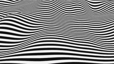 Hareket animasyon arka plan siyah ve beyaz çizgiler. Sorunsuz döngü. 3D render. 4k, Ultra Hd kararlılık.