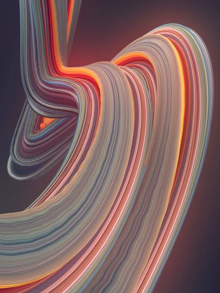 색깔된 꼬인된 모양입니다 컴퓨터 기하학적 렌더링 — 스톡 사진