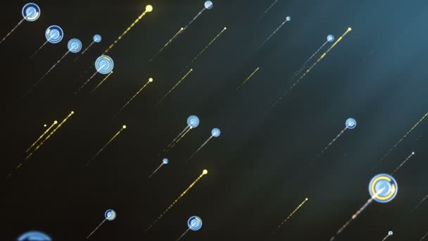 Fondo gráfico de movimiento abstracto con animación volando partículas brillantes como lluvia de meteoritos. Resolución 4K, Ultra HD — Vídeos de Stock