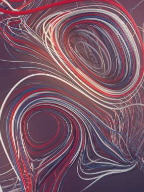 Abstract multi coloured strands. Lines pattern. 3D rendering clipart