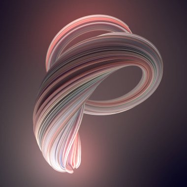 Renkli soyut bükülmüş şekil. Bilgisayar geometrik şekil oluşturulan. 3D render