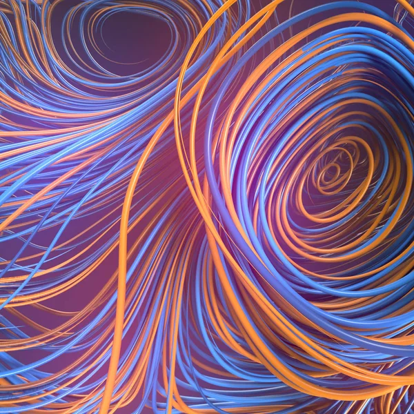 Абстрактні Помаранчеві Сині Кольорові Нитки Візерунок Рядків Візуалізація — стокове фото