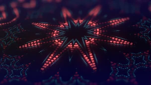 Animation of color led particles shapes. Abstract kaleidoscopic VJ motion background. 3d rendering. 4K, UHD resolution — Stock Video