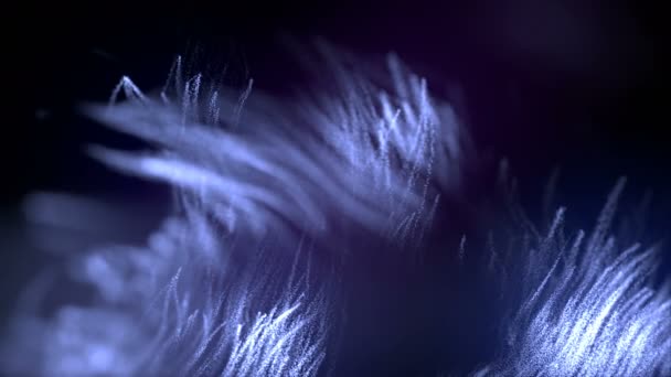 Motion graphics achtergrond. Abstract blauw deeltjes beïnvloed door turbulentie. 3D-rendering. 4k Ultra Hd-resolutie — Stockvideo
