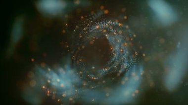 Hareketli grafik arka plan. Renkli parçacıklar türbülans tarafından etkilenen soyut. 3D render. 4k, Ultra Hd kararlılık