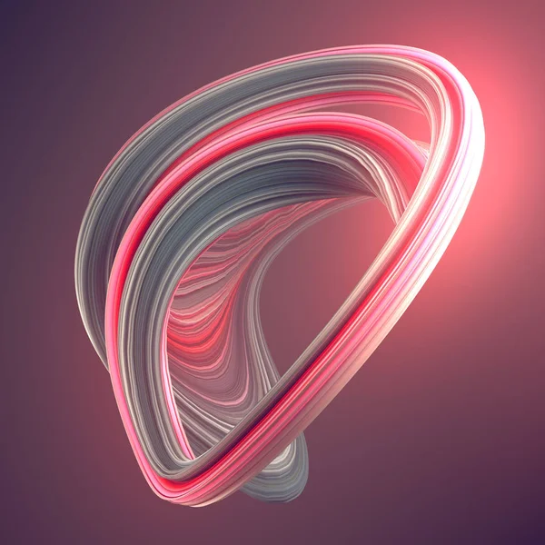 Kırmızı Soyut Bükülmüş Şekil Bilgisayar Geometrik Şekil Oluşturulan Render — Stok fotoğraf