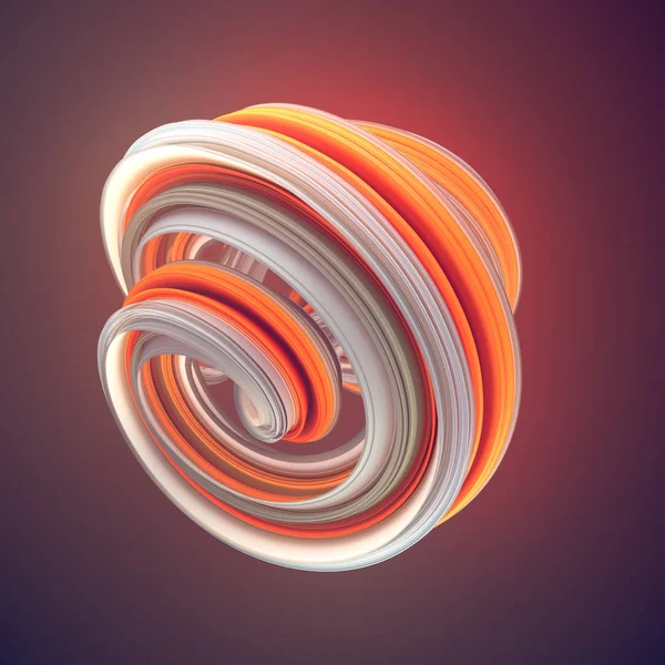 Orange Abstrakt Twisted Form Datorgenererade Geometriska Illustration Rendering — Stockfoto