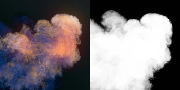 Химическое Облако Цветного Дыма Смешивается Черном Фоне Альфа Каналом Рендеринг — стоковое фото