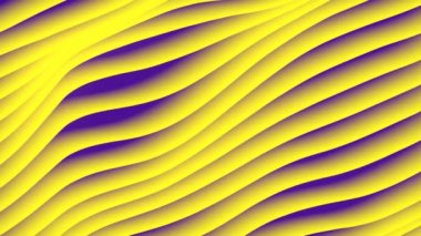 Renkli dalga gradyan döngü animasyon. Soyut minimal tasarım. Gelecekteki sarı geometrik çapraz çizgili desenler arka plan hareket. 3D render. 4k Uhd