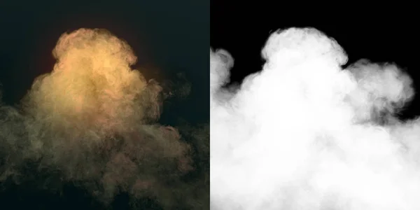 Nube Química Humo Amarillo Mezclándose Sobre Fondo Negro Con Canal — Foto de Stock