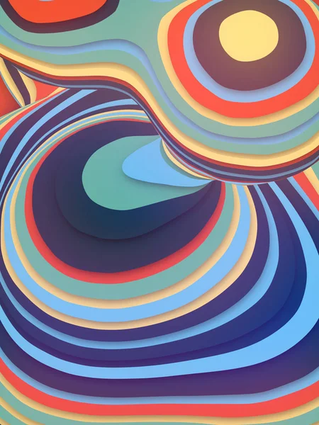 Colored sliced shape. Computer generated abstract geometric 3D render illustration — Stock Photo, Image