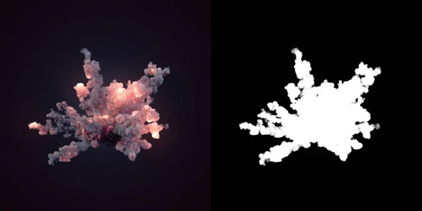 Composición con grandes explosiones en canal oscuro más alfa. renderizado 3d — Foto de Stock