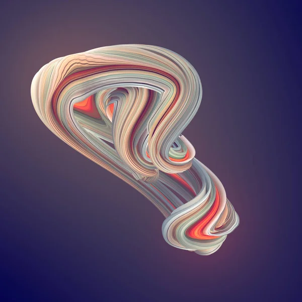 Forma contorta colorata. Illustrazione di rendering 3D geometrico astratto generato dal computer — Foto Stock