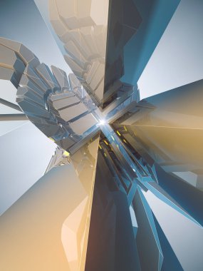 Soyut fütüristik parlak plastik üç boyutlu şekil. 3D render