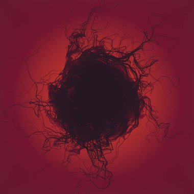 Soyut renkli sis tarafından çevrili psychedelic koyu çizgiler birbirinin içine girme. Kıvrılmış tel fütüristik desen. 3D render