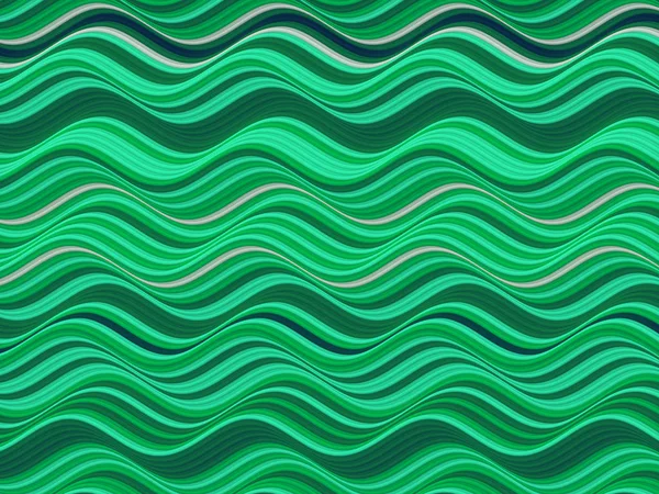 Yeşil renkli yatay dalgalı arka. Dinamik etkisi. Tasarım şablonu. Modern desen. 3D render — Stok fotoğraf