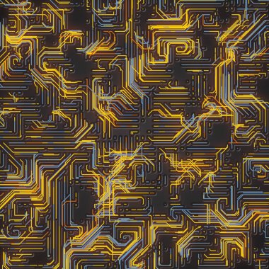 Arka plan dijital sarı renkli çizgiler soyut. Modern tasarım geometrik desenli kapsar. 3D render