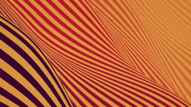 カラフルな波ベンド ループ アニメーション 抽象的なミニマルなデザイン 未来的な幾何学的な斜線パターン運動の背景には オレンジ色の霧が囲まれています レンダリング Uhd — ストック動画