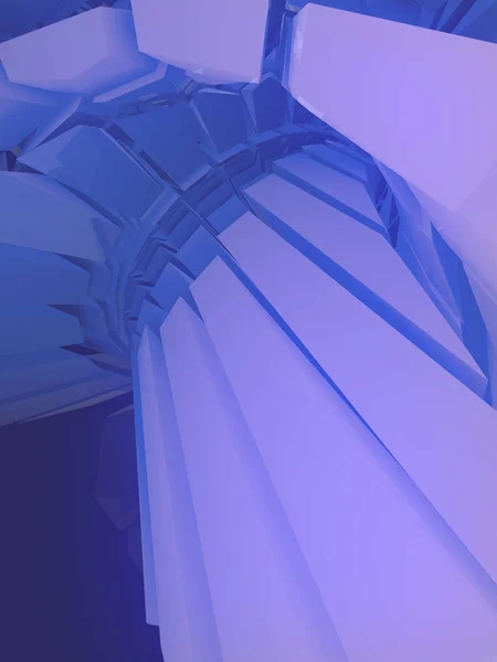 Padrão azul de formas geométricas futuristas cercado por névoa. Ilustração geométrica gerada por computador. Renderização 3d — Fotografia de Stock